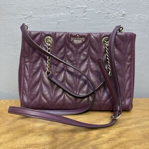 Kate Spade Meena Briar Lane Crossbody Quilted Purse Bag w/ 2 Straps (Deep Plum)